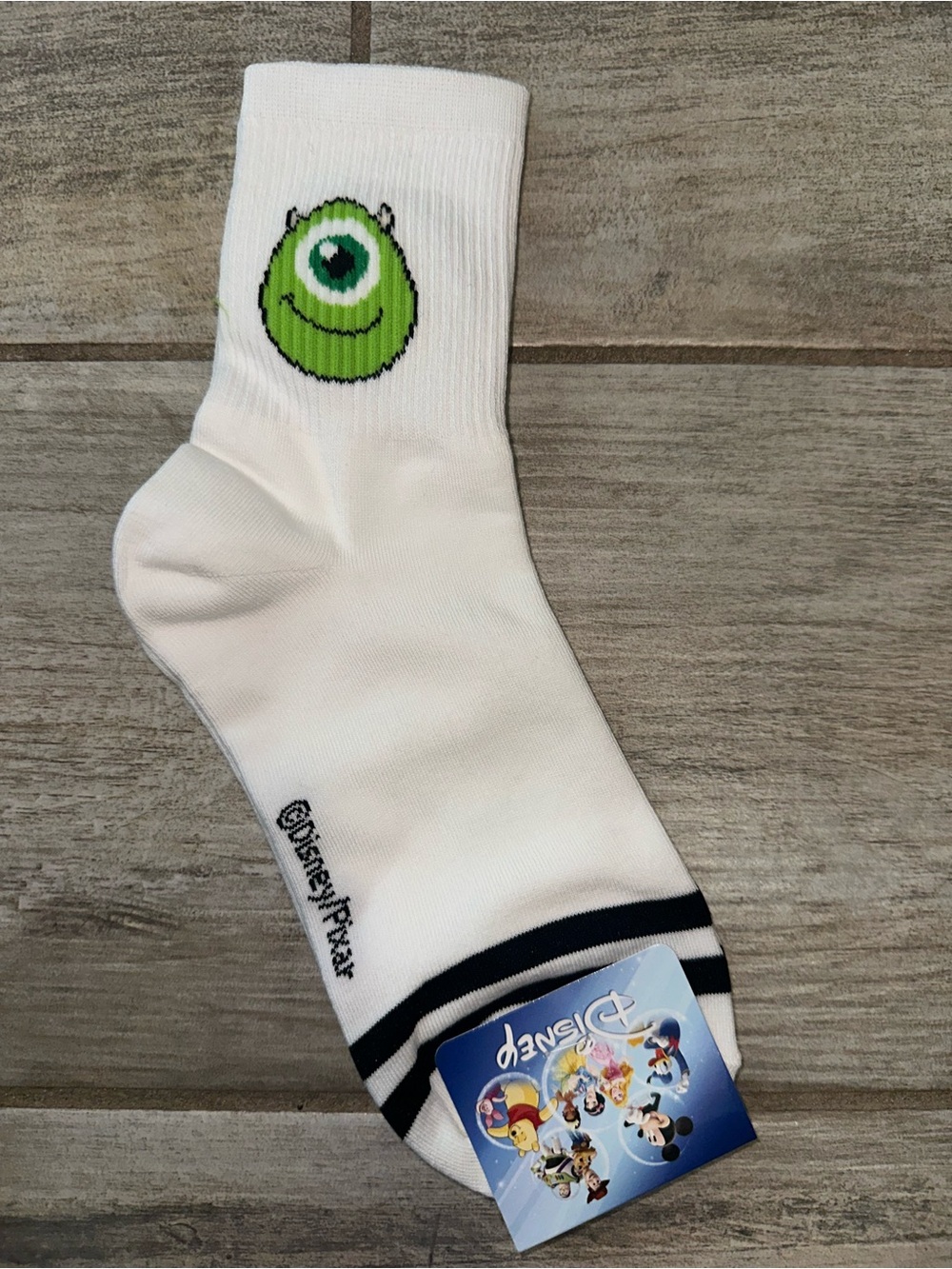 White Crew Socks with Mike Wazowski Detail